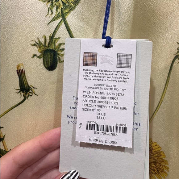 Burberry Cream Floral Asymmetrical Slip Dress with Yellow Blooms - Picture 2 of 4